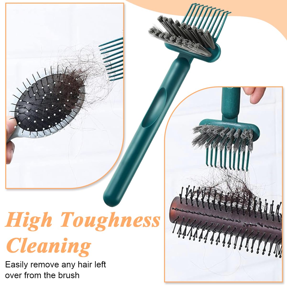 Venzina Hair Comb Cleaner Brush with 10 Teeth Rake and Small Cleaning Brush for Salon Use