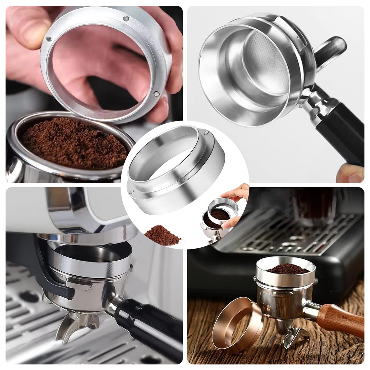 Supvox Portafilter Powder Ring for Espresso | 51mm Magnetic Stainless Steel 2PCS Accessory