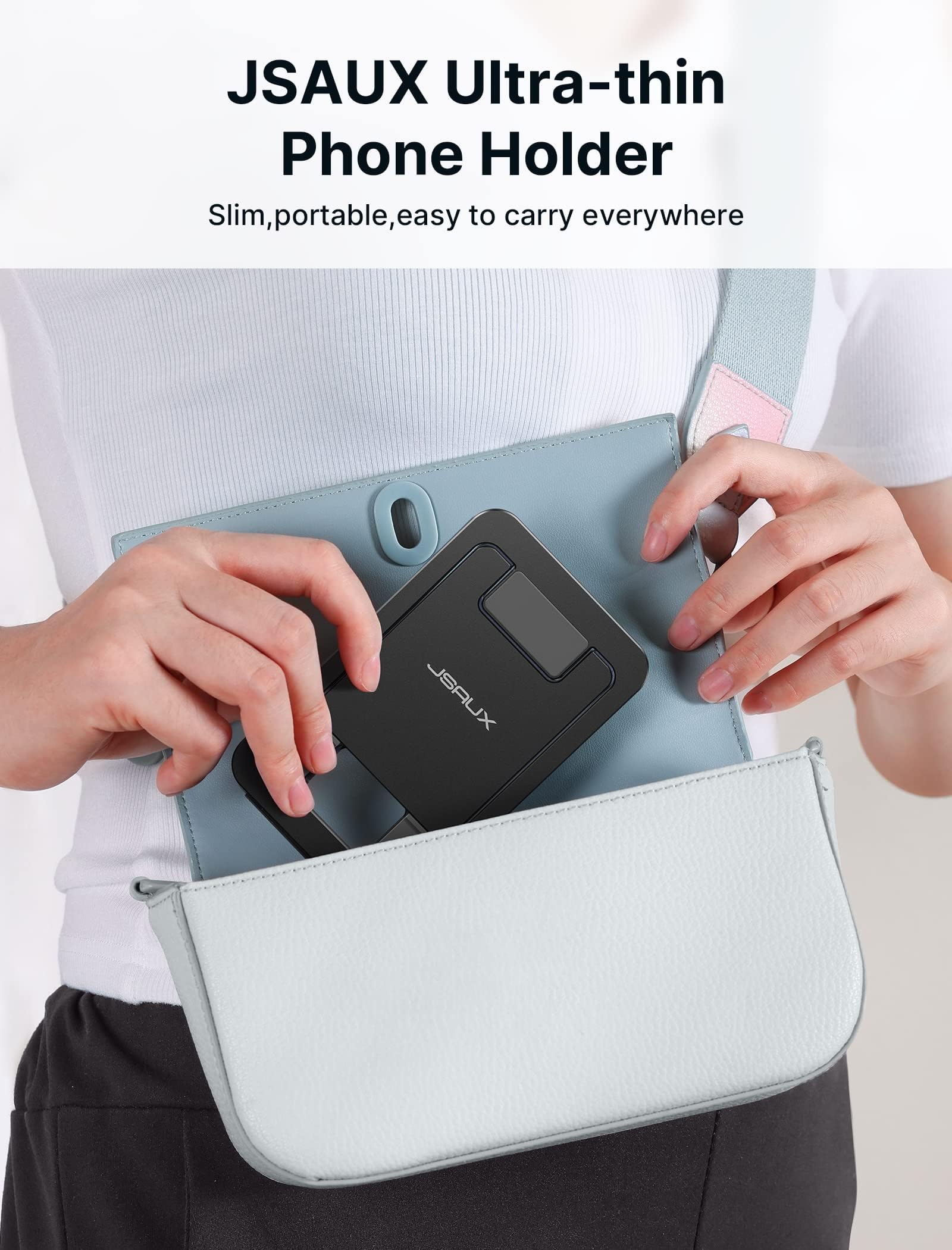 JSAUX Universal Mobile Stand for Desk with Foldable Aluminum Design and 0–90° Angle | 2Pcs Black