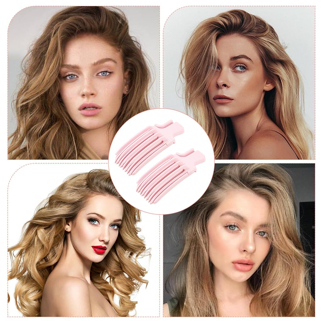 MAYCREATE Hair Volume Clips for Instant Lift with 5 Tong Design and Ergonomic Handle | 2 Pack Pink