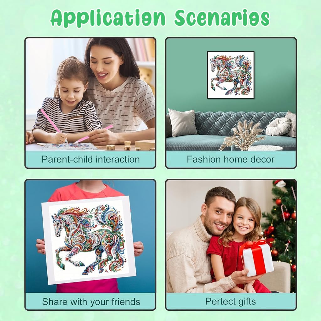 HASTHIP 5D Diamond Painting Kit for DIY Home Decor with Horse Design 12x12 in | 3PCS Set