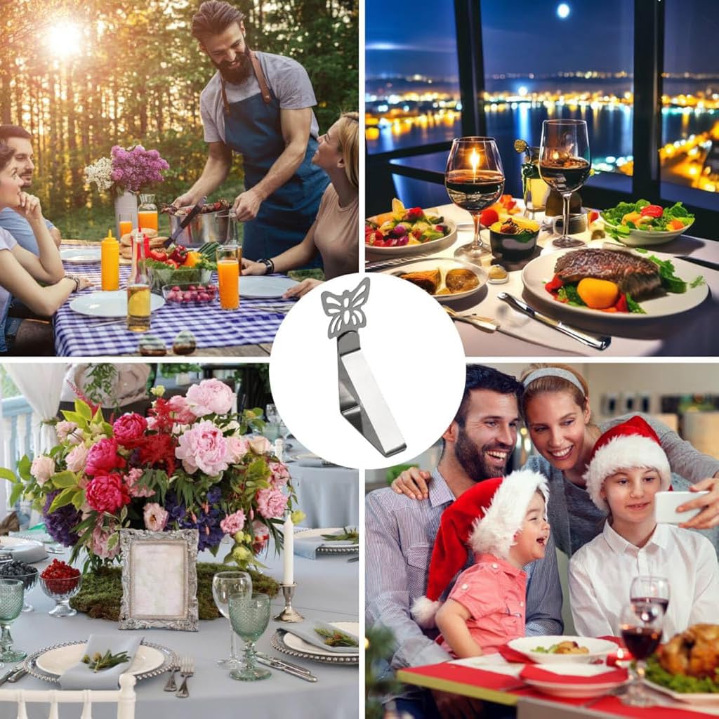 HASTHIP Butterfly Tablecloth Clips for Outdoor Picnic and Party | 10Pcs Stainless Steel Windproof Holders