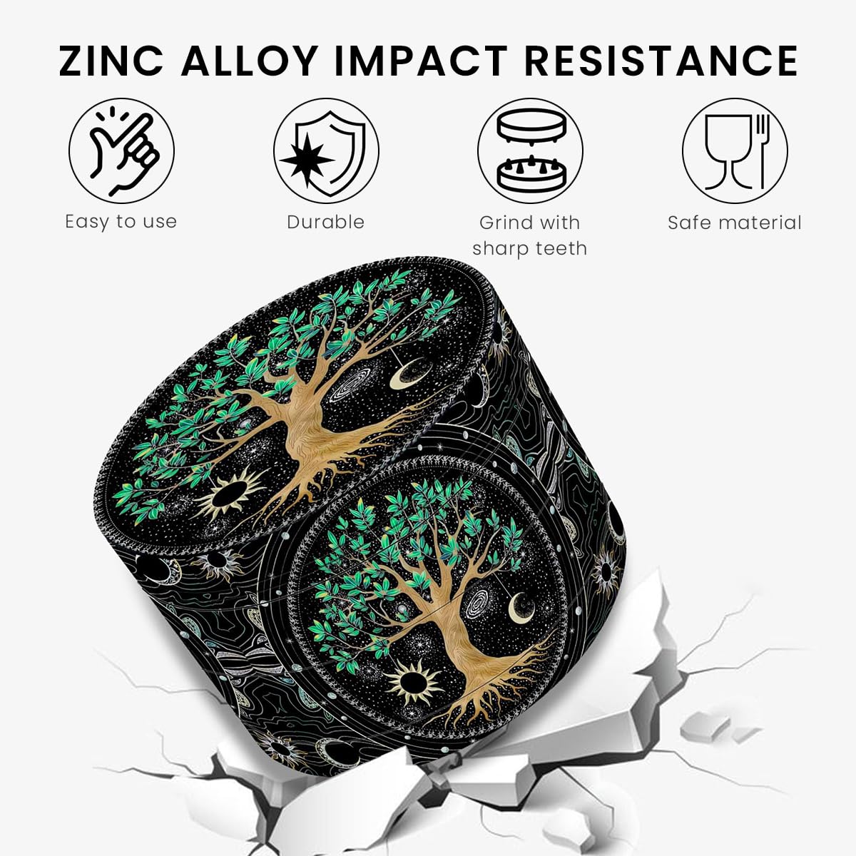 Supvox Herb Storage Grinder with Precision Teeth 4 Layer Design Zinc Alloy Mill 2PCS