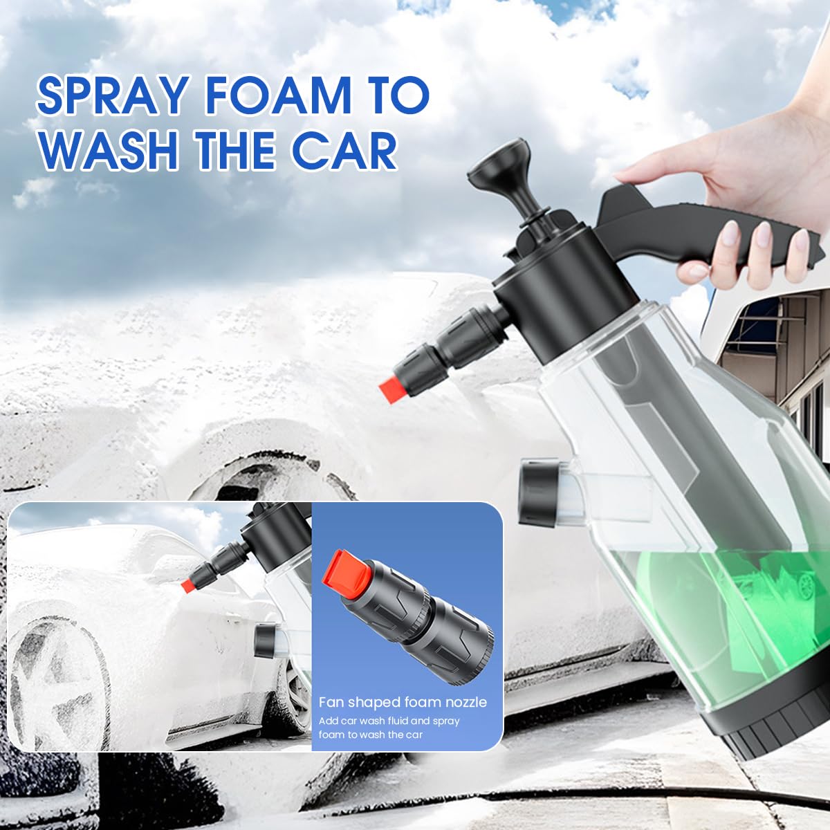 STHIRA Foam Sprayer for Car Washing with 2L Capacity and Dual Nozzle Design | HDPE Tank