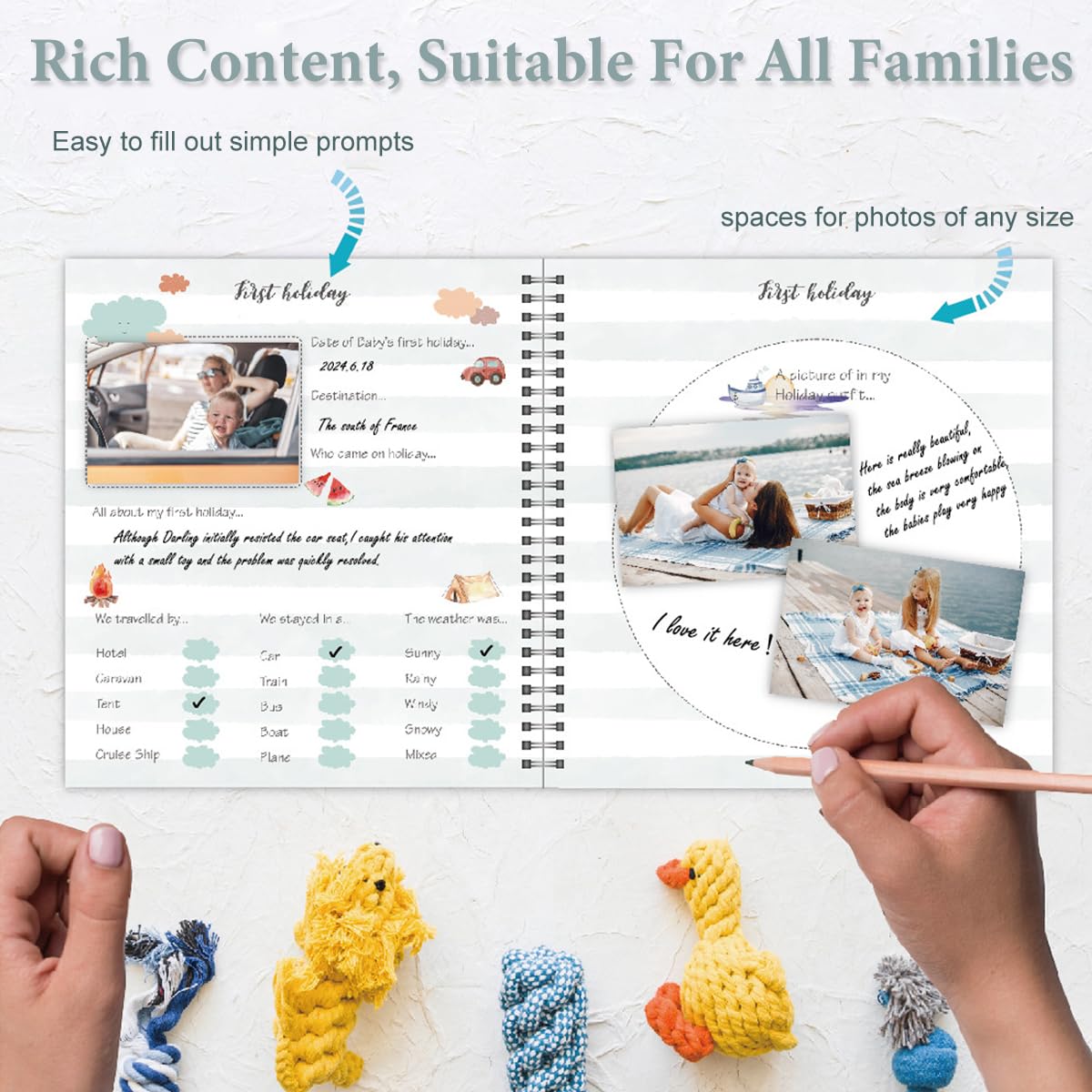 SNOWIE SOFT Baby Memory Book for Newborns with 50 Pages and Decorative Stickers | Photo Scrapbook Album