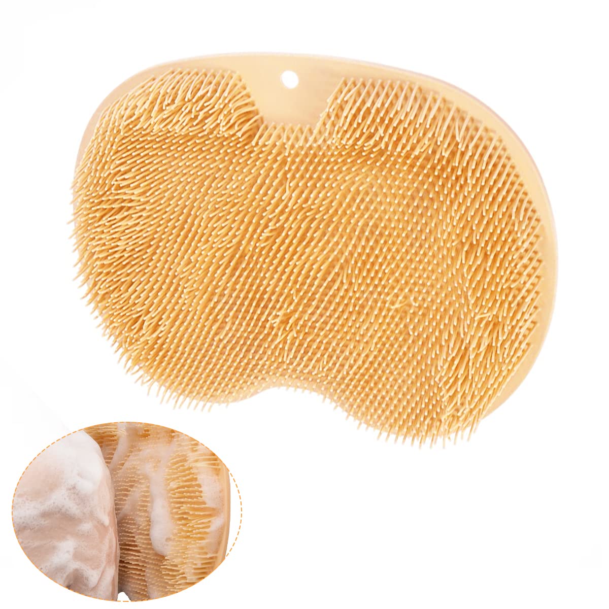 HANNEA Shower Foot Massager Scrubber for Bath with Suction Cups & 28.5×20.5 cm Mat | Silicone Bristles Cleaner