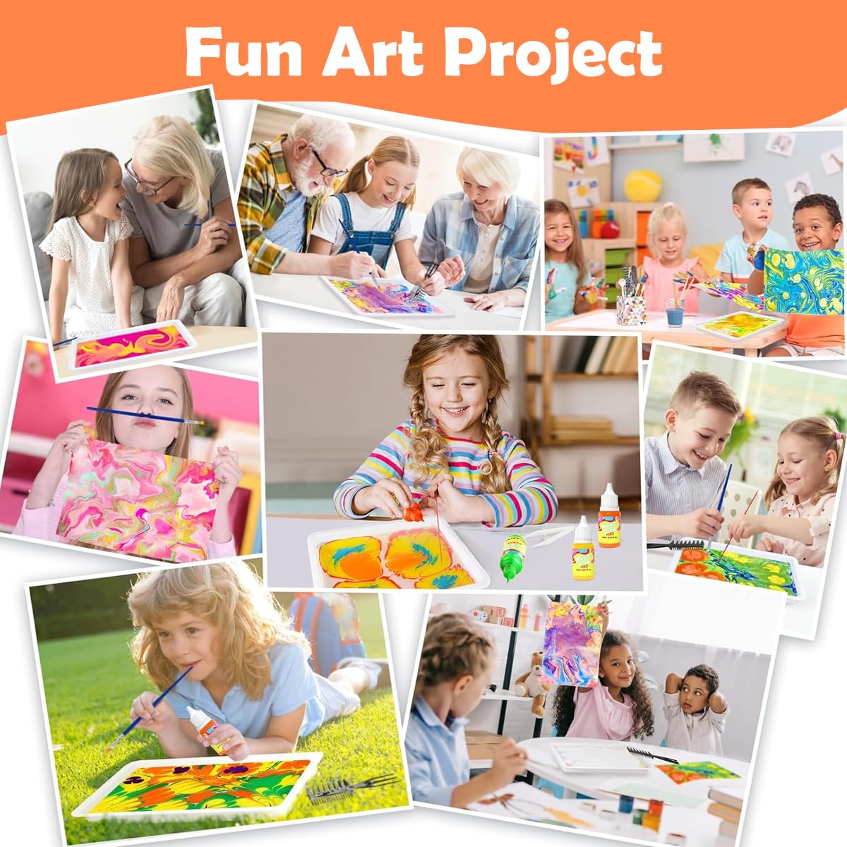 PATPAT Water Marbling Paint Kit for Kids Arts and Crafts | Creative Birthday Gift for Ages 3+