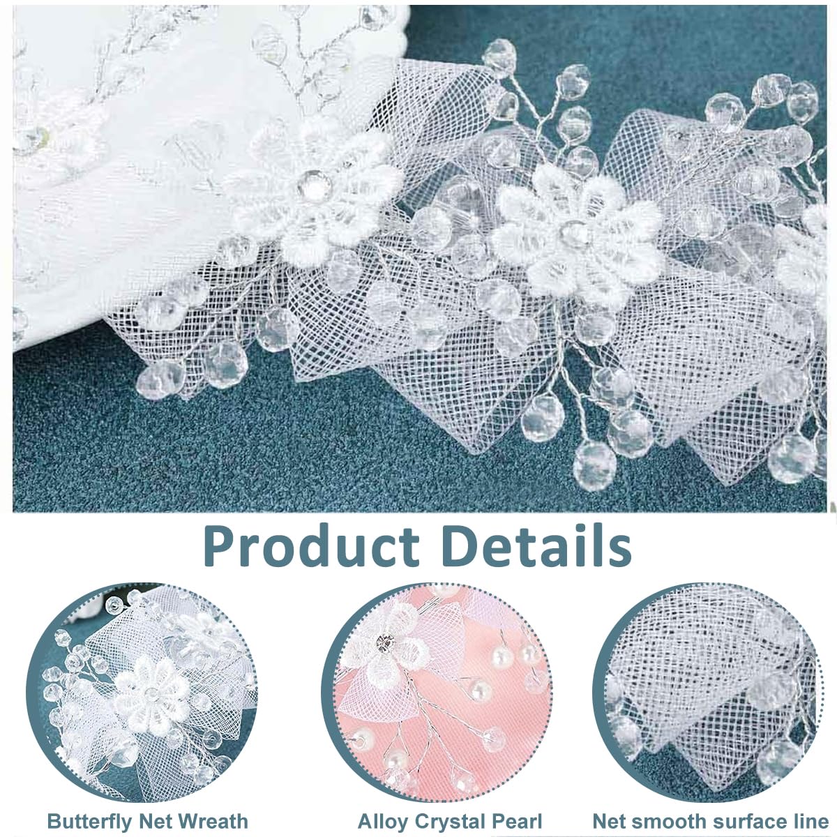 SANNIDHI Flower Tiara for Girls featuring White Lace Bow and Mesh Design | Elegant Hairband