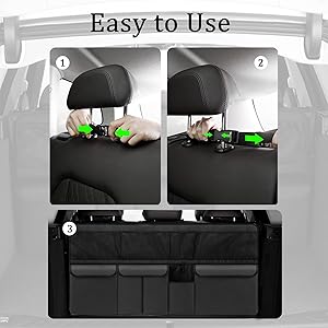 STHIRA® Car Trunk Organizer, Backseat Hanging Car Trunk Storage Box with Mesh Pockets, Waterproof Dustproof Oxford Cloth Cargo Bag Space Saver Trunk Organizer for SUV, Truck, 105x51cm