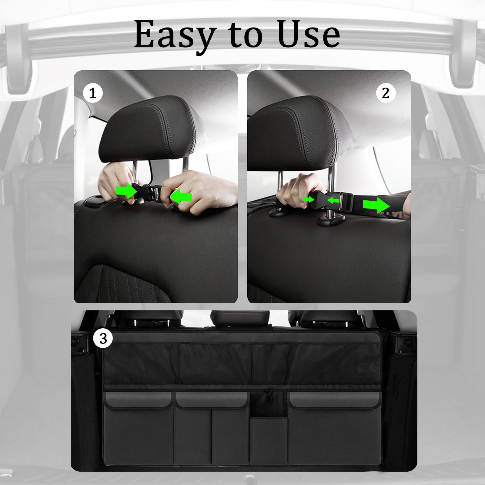 STHIRA Car Back Seat Organizer for SUV and Truck with Mesh Pockets and Adjustable Straps 105x51cm