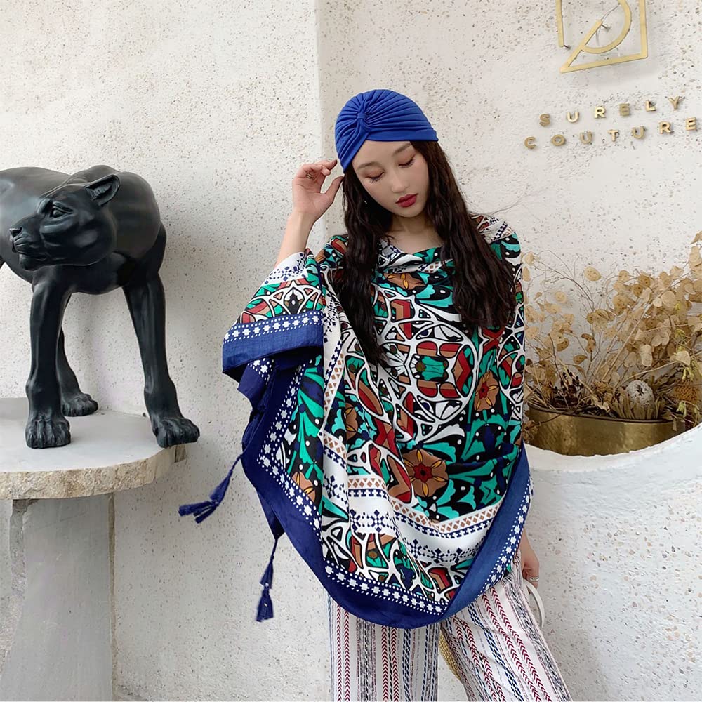 Venzina Satin Scarf for Women with Colorful Tassel and Soft Polyester Satin 180×90cm | Beach Shawl Wrap and Sun Protection