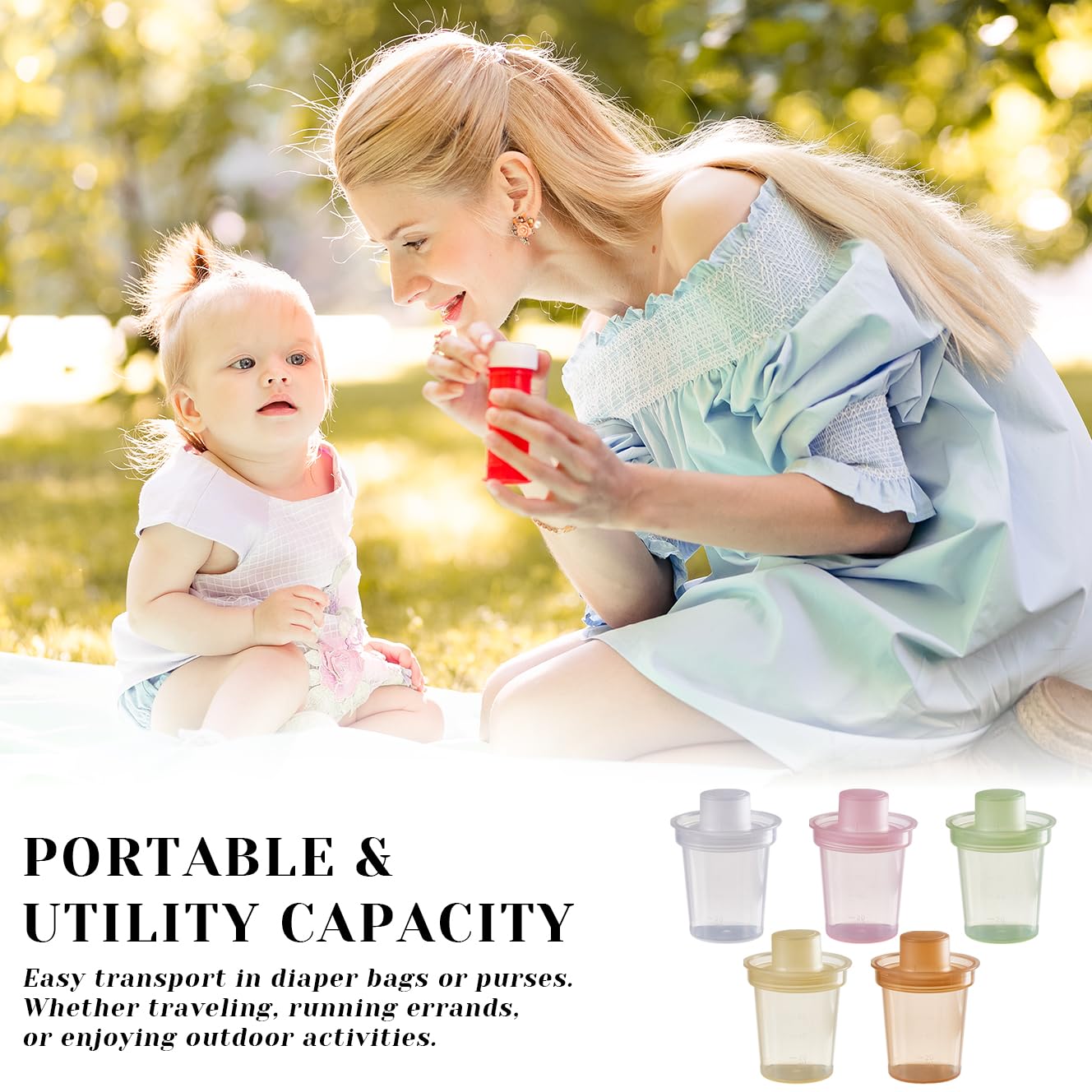 SNOWIE SOFT Baby Milk Powder Container for Travel with Seal Lid and 5×80ml BPA‑Free Cups