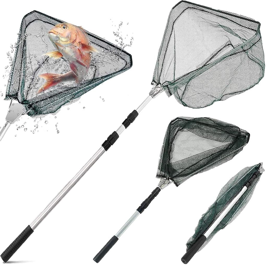 Proberos® Fishing Net,Foldable 36-66 inch Telescopic Fishing Landing Net with Aluminum Alloy Handle for Ponds Carp Trout Fishing