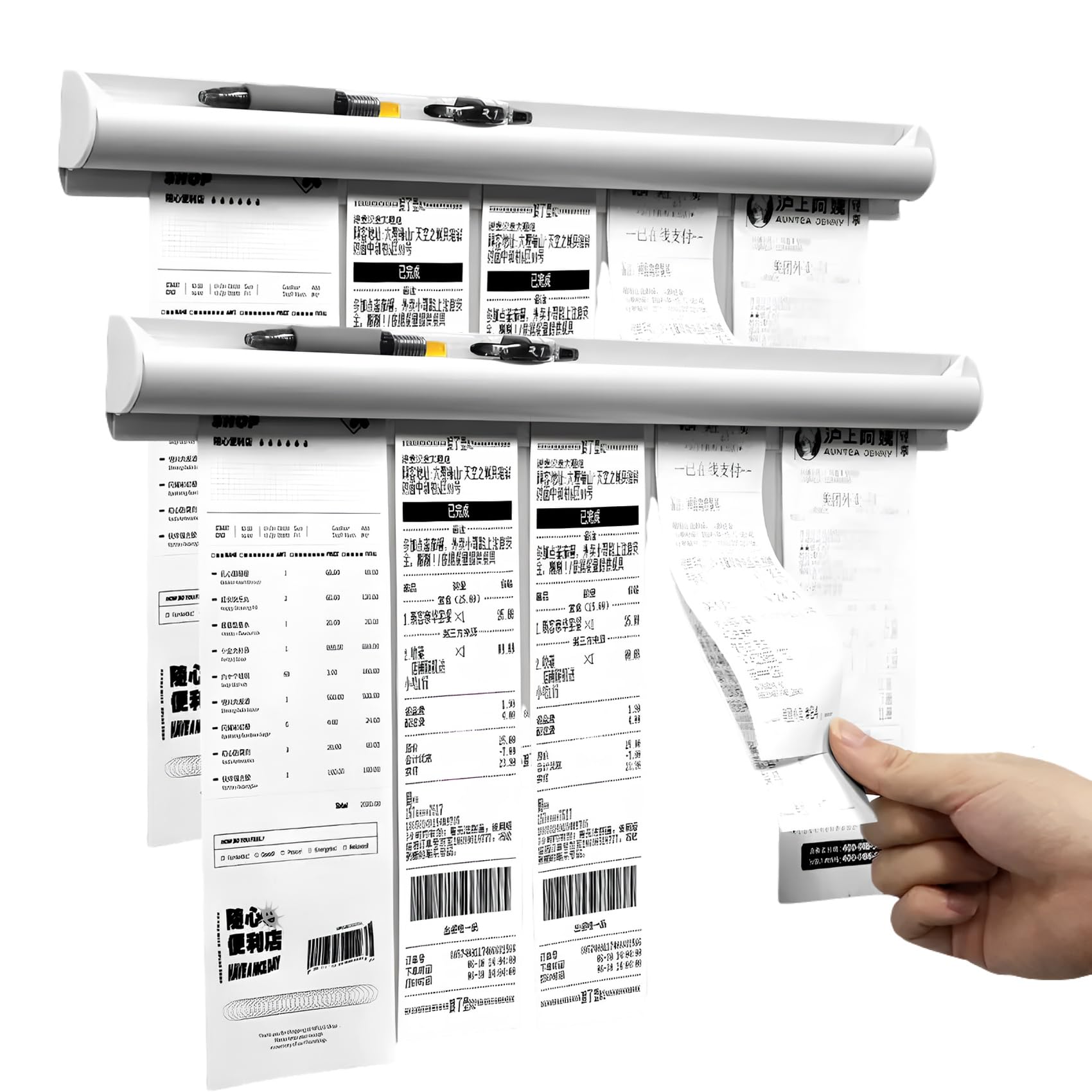 OFIFO Ticket Holders for Restaurant Orders featuring No Drill Mount and 12 Inch Size | 2 Pack White