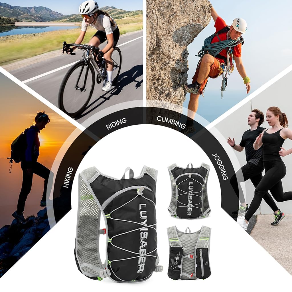 Proberos Hydration Vest for Running and Cycling with Reflective Strips & Breathable Mesh | Lightweight Nylon Backpack for Marathon Training