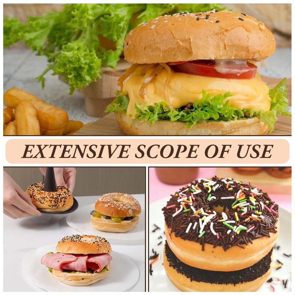 HASTHIP Donut Mold Set for Baking Bagels and Donuts featuring 6PCS 5.31 in Silicone Trays | Even Heating Design