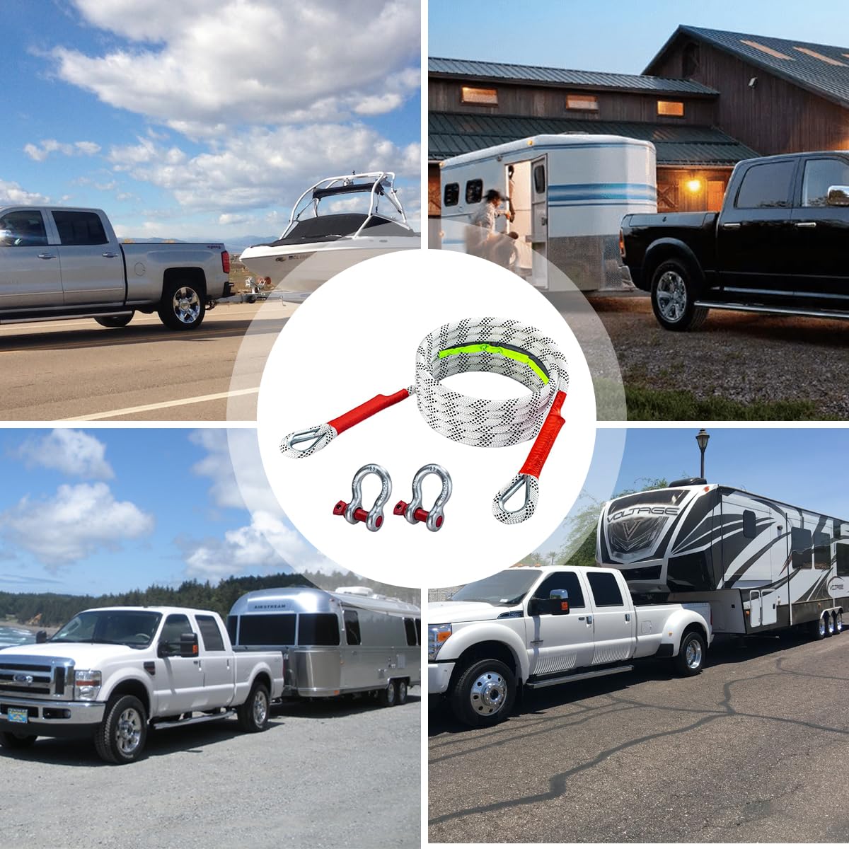 STHIRA Car Towing Rope for Sedans SUVs and Pickup Trucks with Reflective Strips | 13ft 11000lb Polyester Belt with Reinforced End Loops