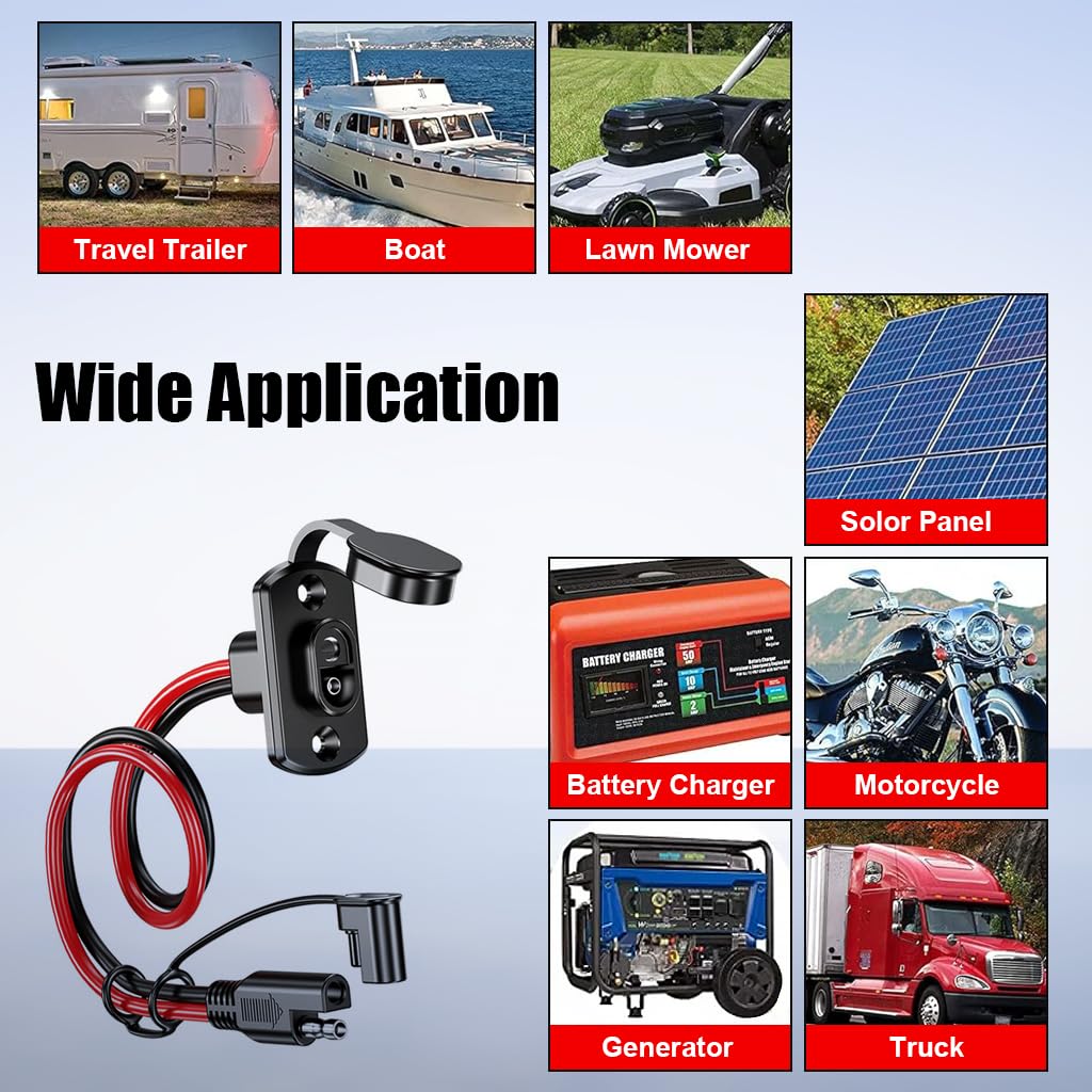 STHIRA® SAE Quick Connector Harness SAE to SAE Solar Wire Extension Wire SAE Male Plug to SAE Female Socket Waterproof SAE Extension Cord for Solar Panel