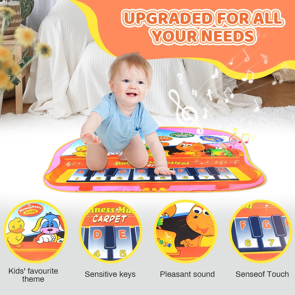 ZIBUYU Musical Mat for Kids 22.83x28.35 in with 8 Piano Keys & Smart Chip | Educational Toy