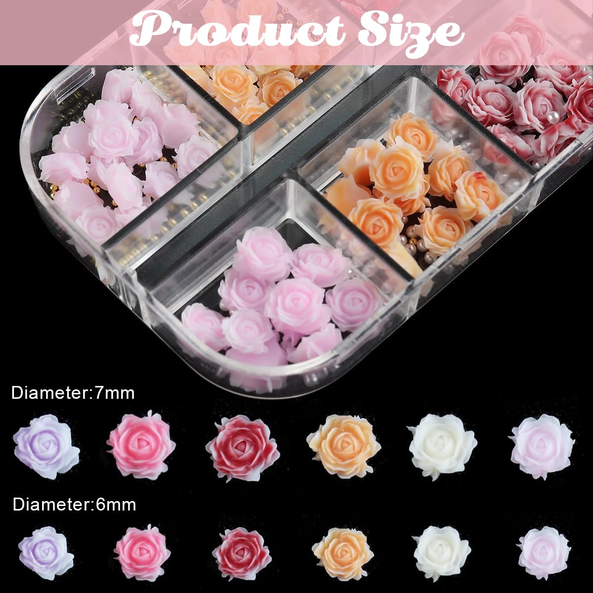 MAYCREATE® 180Pcs Nail Charms 3D Flower Nail Decals Color Resin Camellia Nail Decals Assorted Color Flower Nail Decals for DIY Nail Art Creative Nail Art Decals Nail Charms