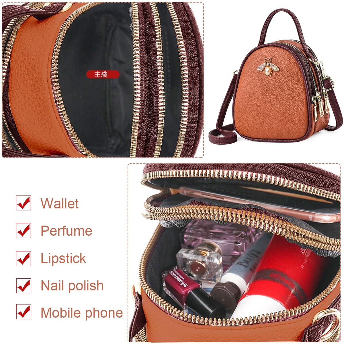 PALAY Sling Bag for Women 15 x 10 x 18.5 cm with Multi Layer Design and PU Leather | Crossbody Shoulder Bag for Travel and Daily Use
