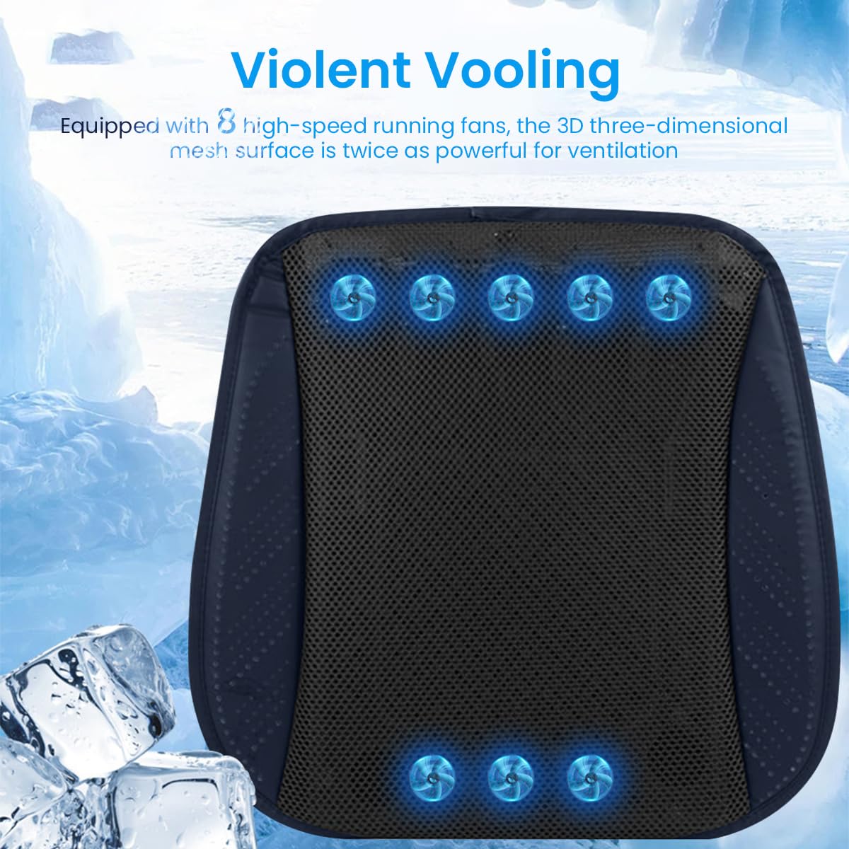STHIRA Car Seat Cover with 8 Integrated Cooling Fans and 3 Speed USB Power | Quiet Nylon Ventilated Cushion for Summer Drives