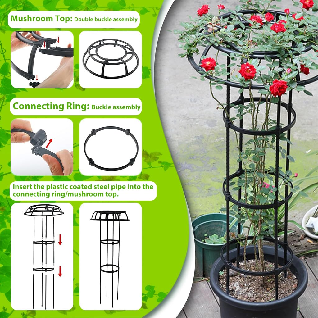 HASTHIP Garden Plant Support Cages for Climbing Plants featuring 160cm Metal Obelisk Design