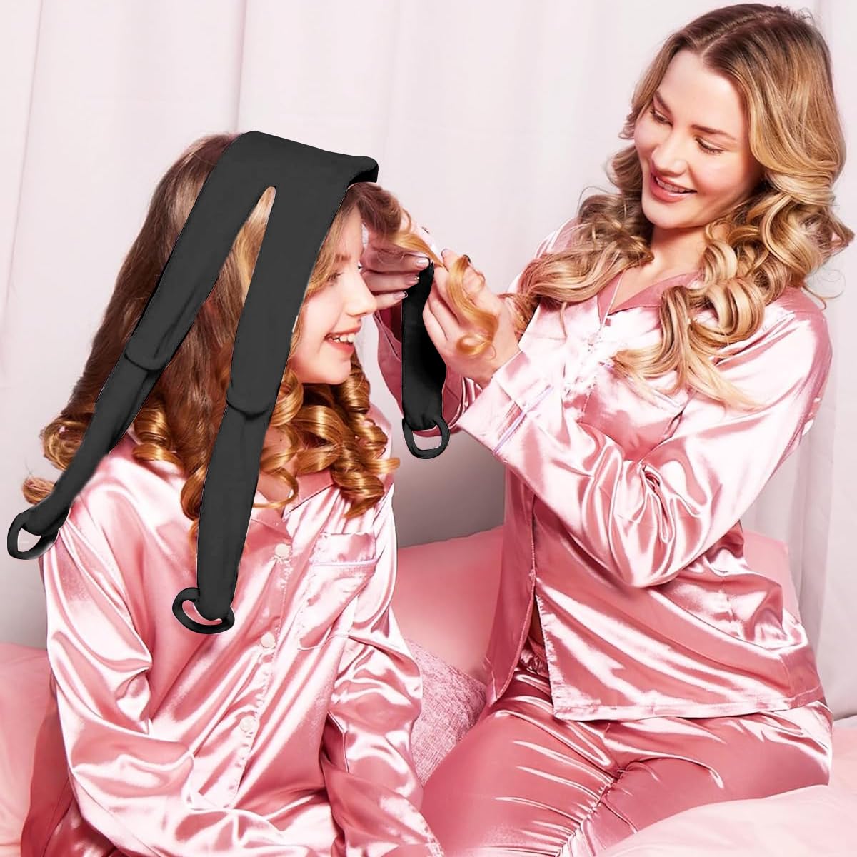 MAYCREATE Overnight Heatless Hair Curler Straps for Travel with Built-in Multi Elastics | Soft Velvet Kit with Comb