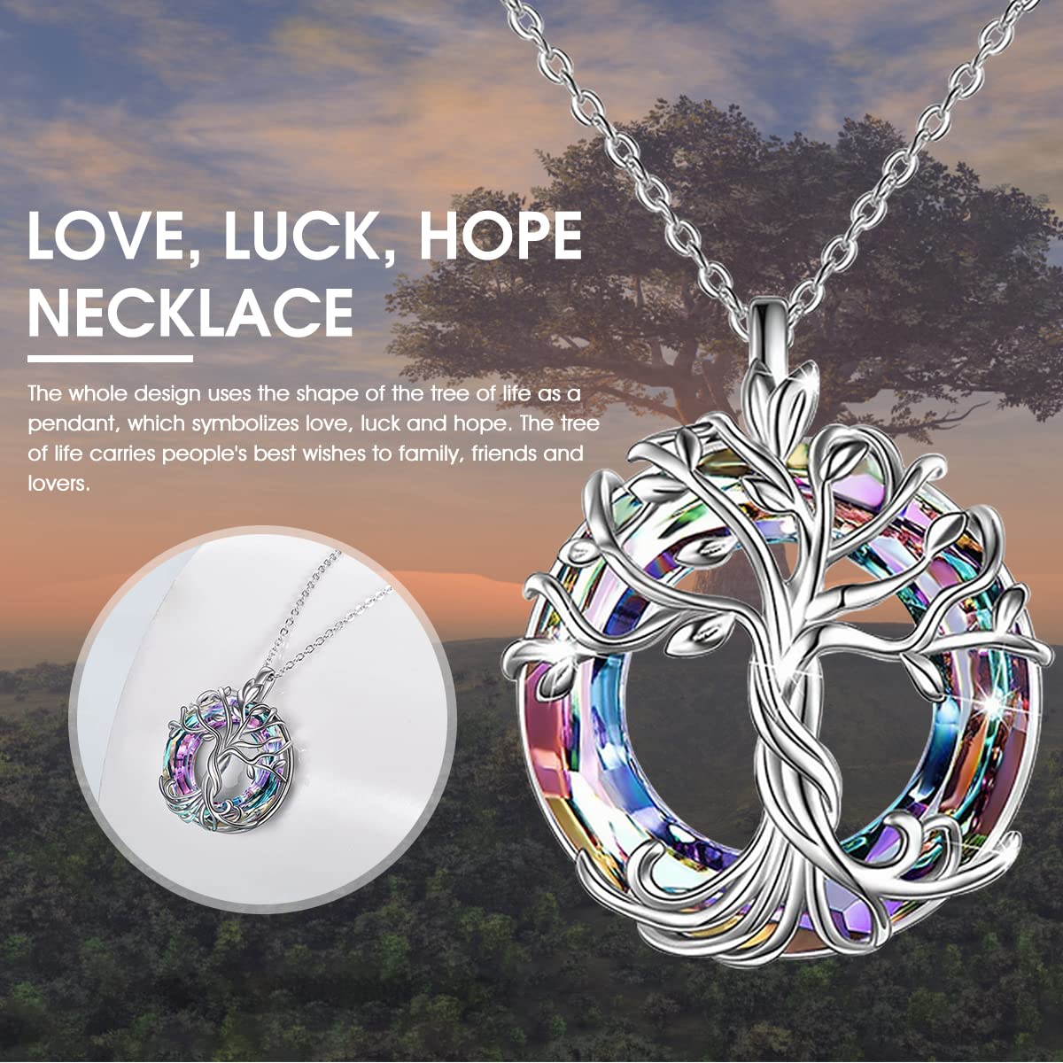 Venzina Pendant Necklace for Women with 01.02×0.83 in Tree of Life Alloy Design | Gift Chain
