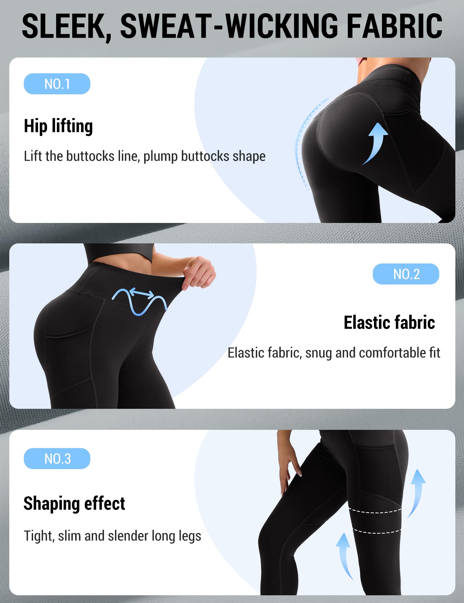 Venzina Yoga Pants for Women with Mesh Panels and Side Pockets | Buttery Soft Black Tights