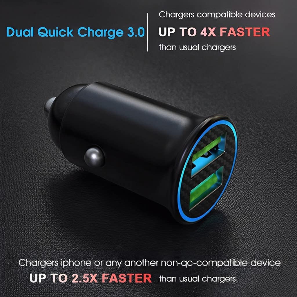 ELEPHANTBOAT Mini Car Charger with Dual USB 30W Ports for Fast Charging | Metal Casing