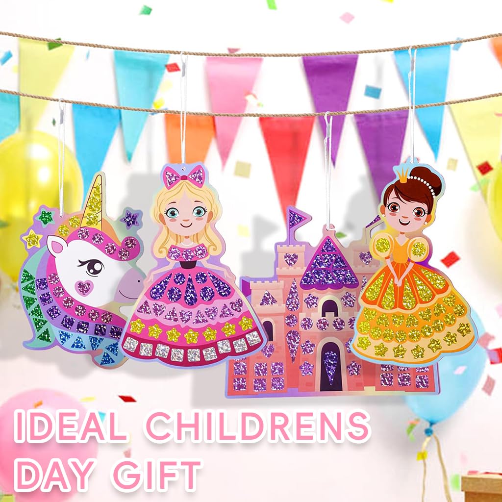 PATPAT Glitter Princess Diamond Painting Sticker Set for Girls with 720 Pieces | DIY Art Craft Kit Featuring 10 Designs