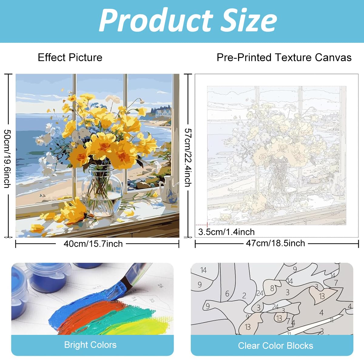 HASTHIP Paint by Numbers Kit for Adults with Acrylic Pigments | 16x20 in 2PCS DIY Canvas Art
