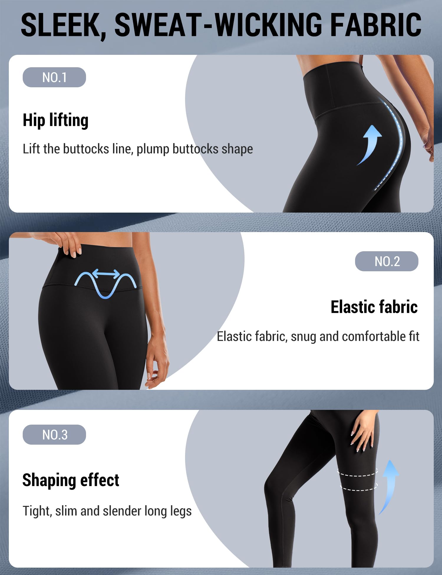 Venzina Yoga Pants for Women with High Waist Tummy Control and 4 Way Stretch | Black Leggings