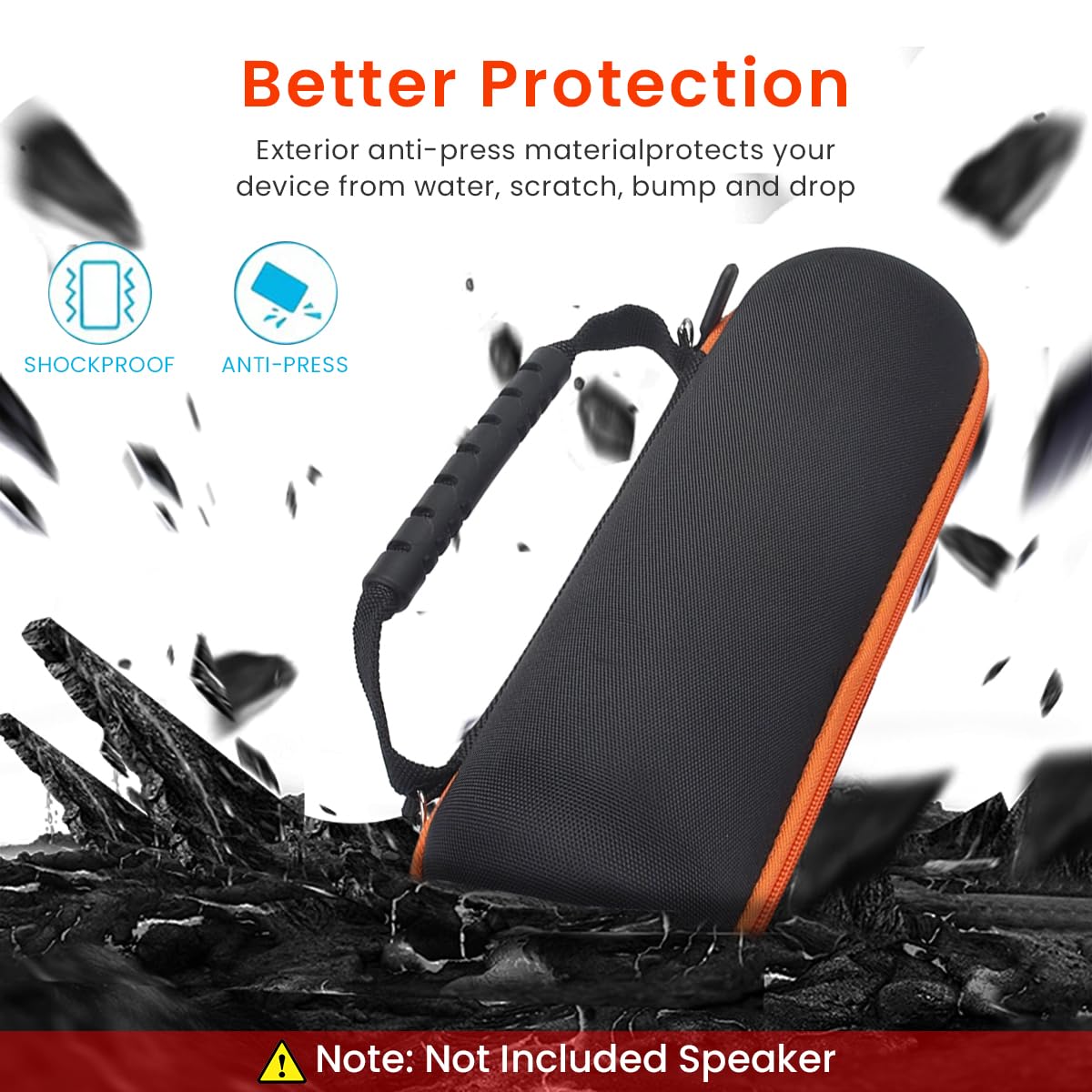 Verilux® Portable Carrying Hard Case Cover for JBL Flip 6, Carry Bag for JBL Flip 6 Anti-Scratch Carry Bag for JBL Flip 6 Bluetooth Speaker Portable Carabiner Hard Shell Case with Adjustable Strap & Carabiner