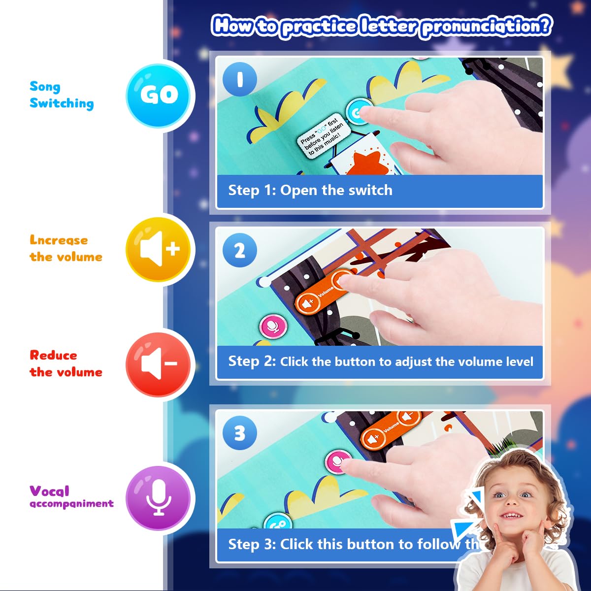 SNOWIE SOFT Intelligent Book for Kids with 30 Pages and Audio Buttons | Educational Sound Toy for Toddlers 2–5 Years