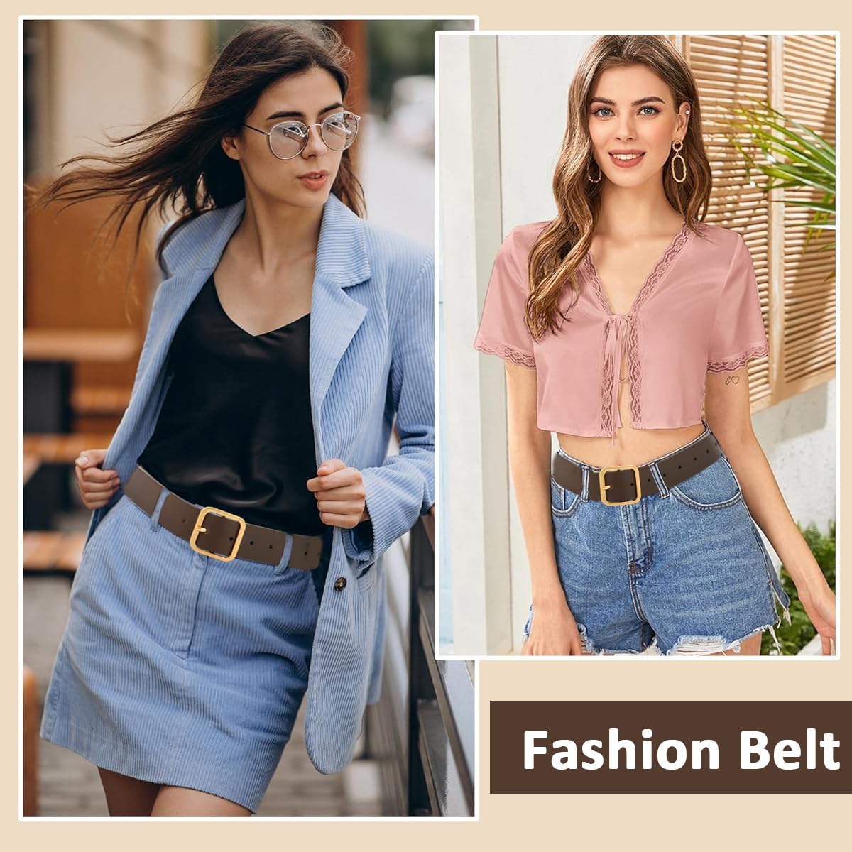 SANNIDHI Brown Belt for Women featuring Tuck and Pin Closure with 110cm Fit | PU Leather