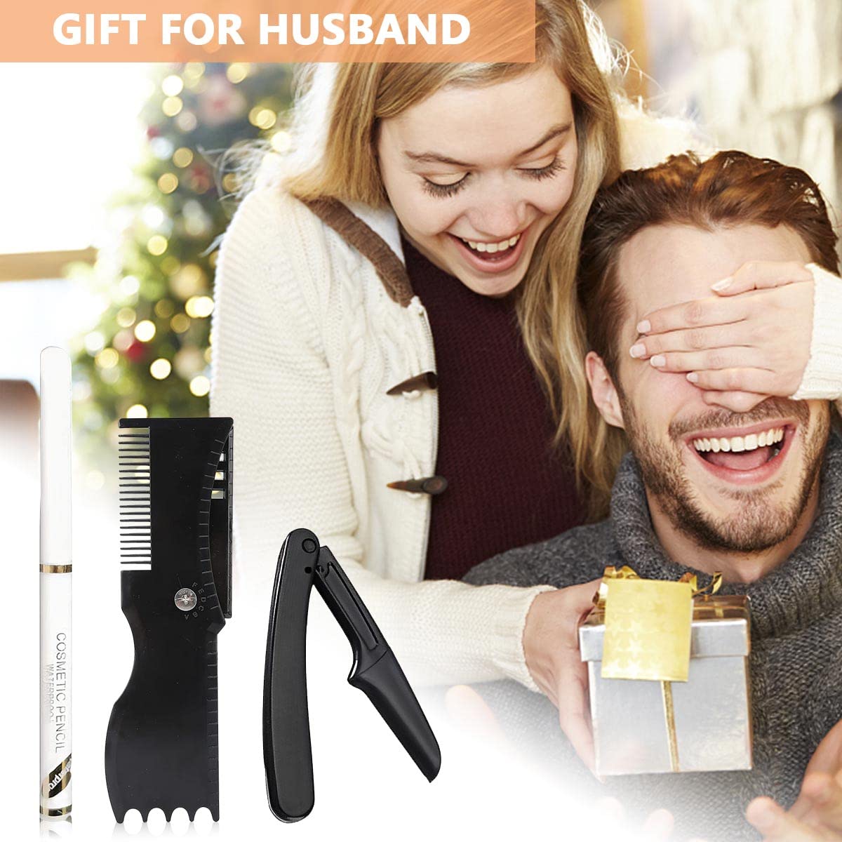 MAYCREATE Beard Shaper Kit for Men with Adjustable Template and 4 Piece Styling Tools | Gift Set