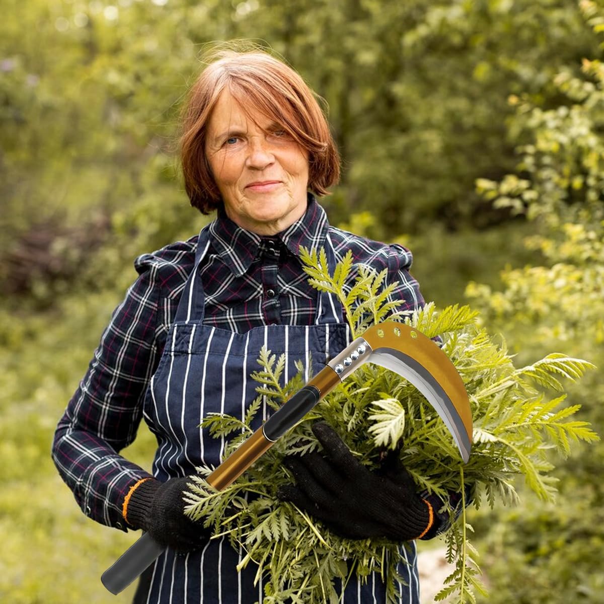 Sickle 18 Inch Heavy Duty Hand Weeder for Gardening with 7.48 in Carbon Steel Blade and Ergonomic Anti Slip Handle