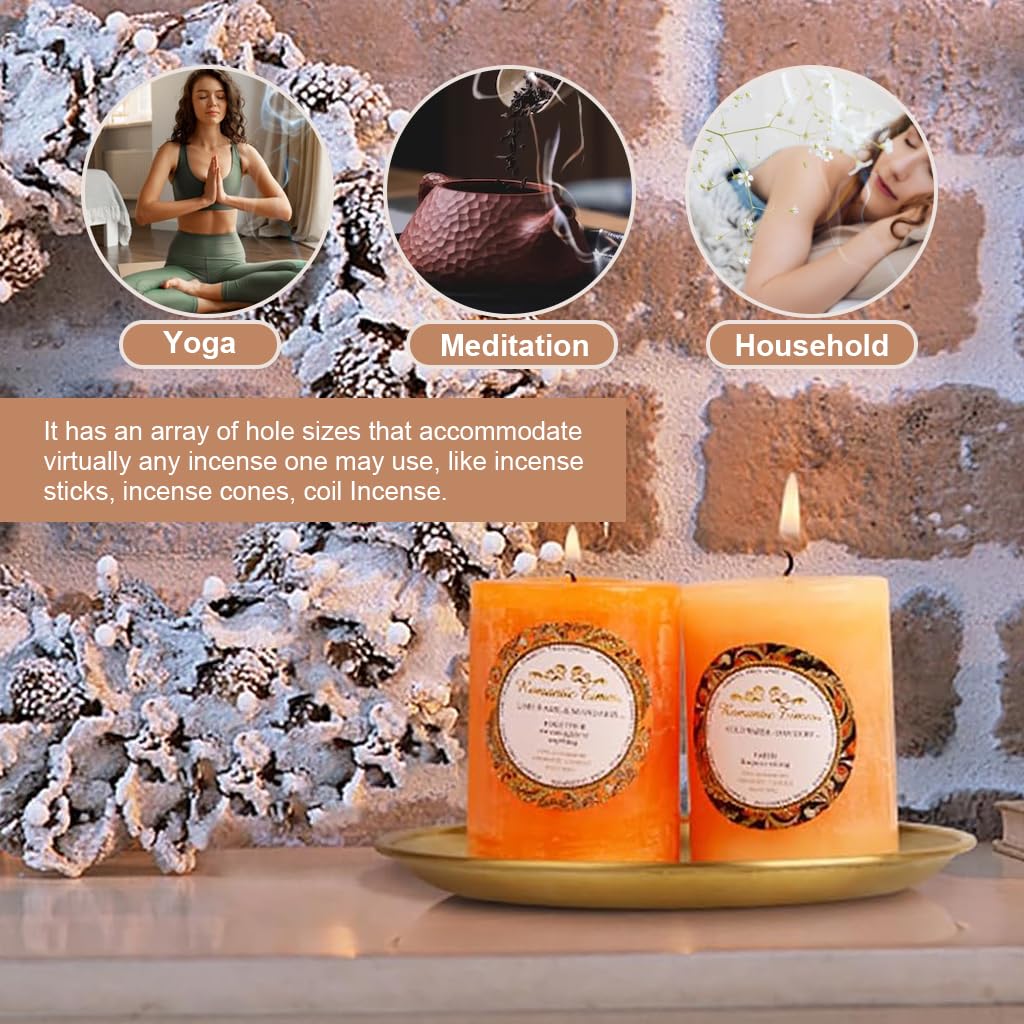 HASTHIP Incense Stick Holder with 5.5 in Ash Catcher and 5 in 1 Brass Design for Home Decor | Yoga