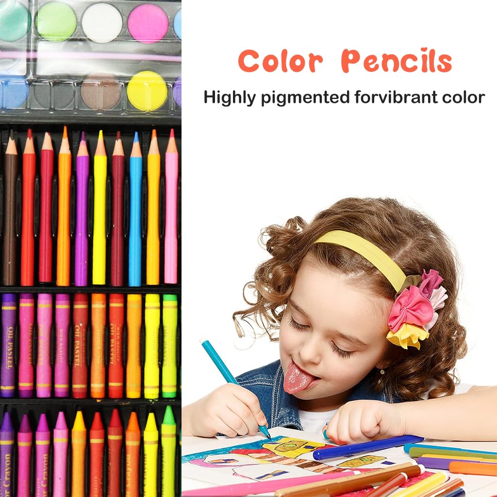 ZIBUYU Painting Drawing Kit for Kids with Wooden Case and 150 Pcs Art Supplies | Gift for Boys and Girls