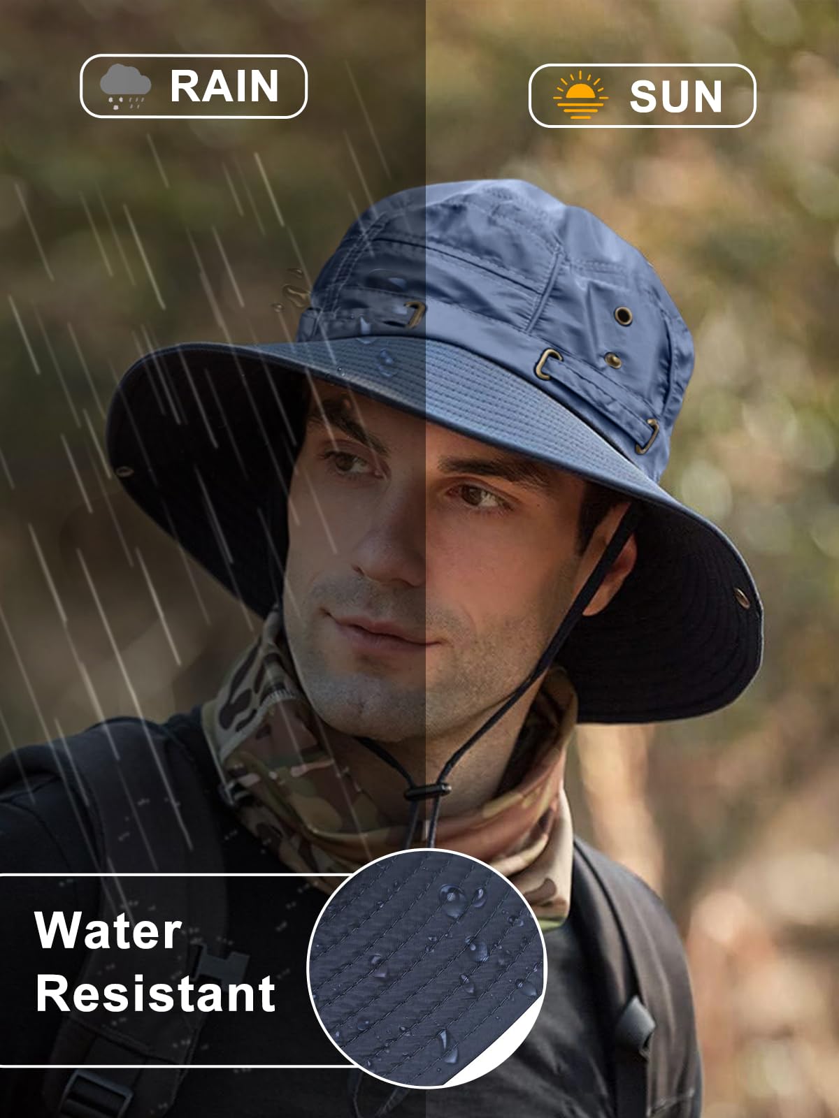 Zibuyu Sun Hat for Women with 8cm Wide Brim UPF 50+ UV Protection | Quick Dry Navy Cap