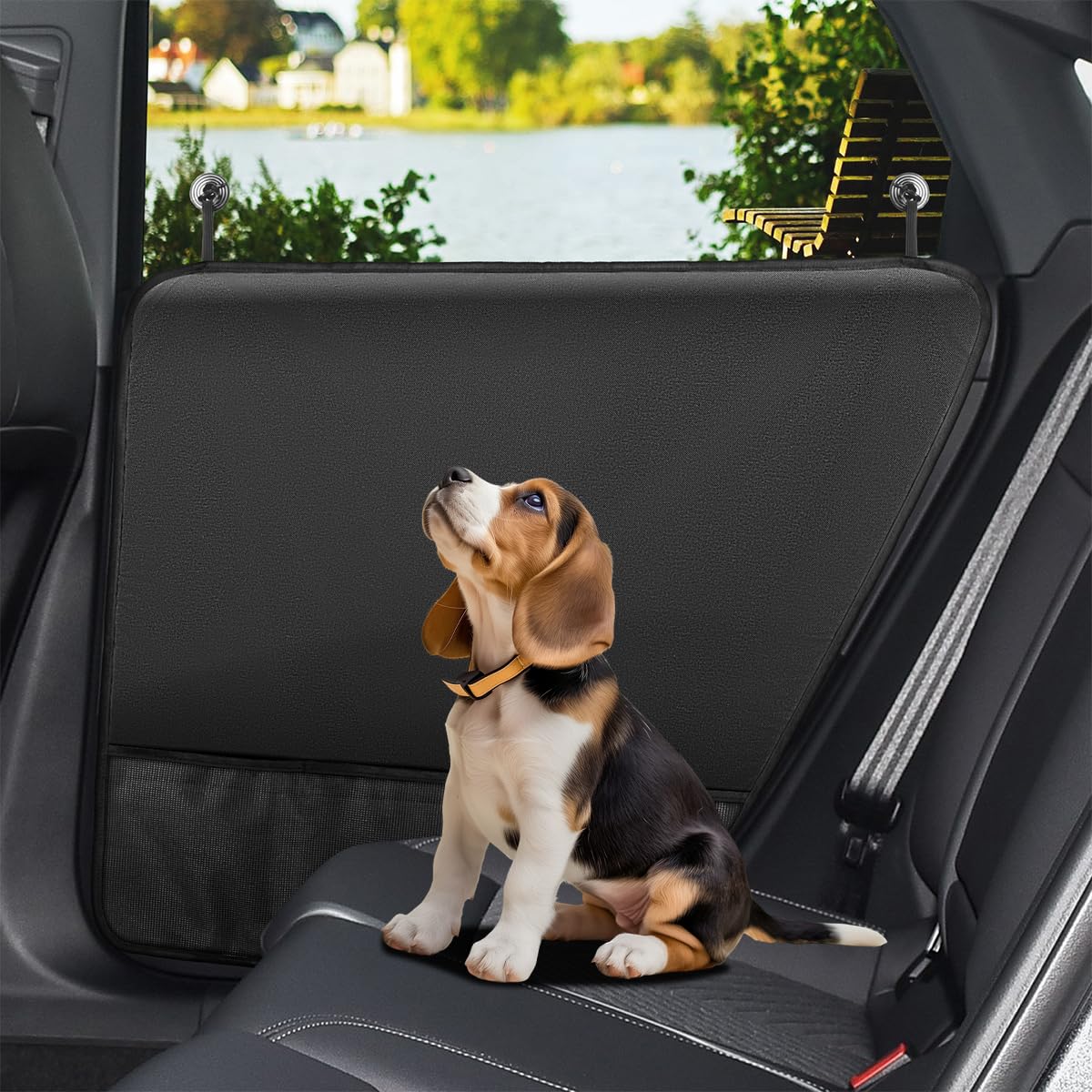 STHIRA Car Interior Door Protector for Dogs featuring Suction Cup Design 77x64cm | Waterproof Scratch-Proof Cover for Car and SUV