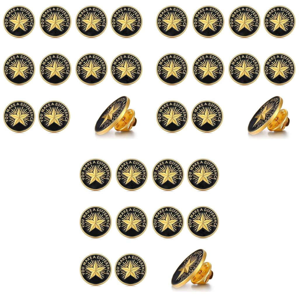 SANNIDHI Enamel Pins for Employee Recognition featuring 30PCS Gold Plated Star Design