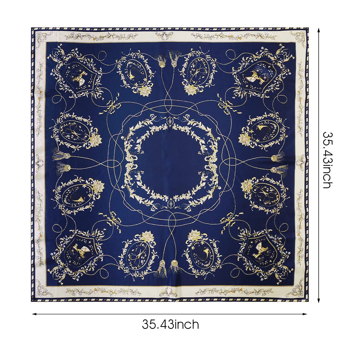 ZIBUYU Head Scarf for Women Satin Square Silk Material Women and Girl Scarf for Medium Size Head Scarf for Women, 35 inch - Blue