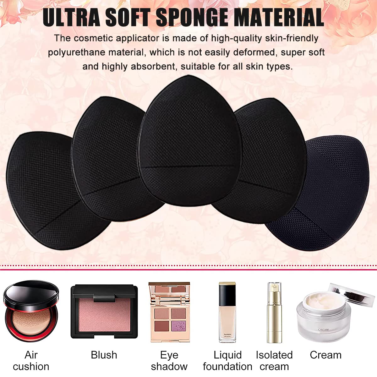 ZIBUYU Makeup Powder Puffs for Nose and Eye Area with Ultra Soft PU Sponge | 10pcs Mini Finger Puff Set