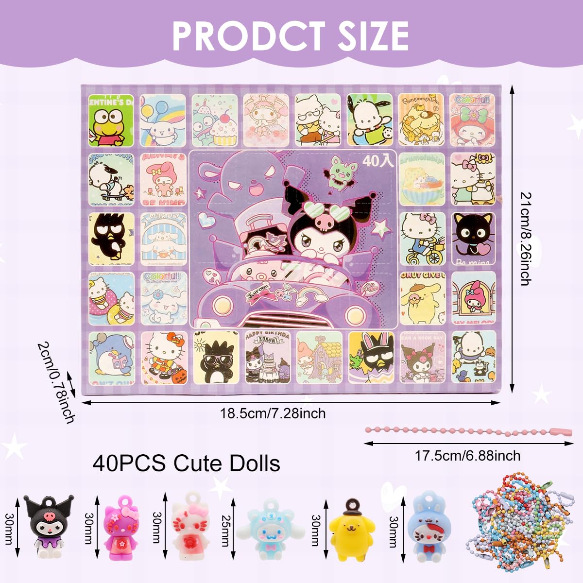 HASTHIP Kawaii Surprising Charm Pack featuring 40Pcs PVC Cartoon Keychains for Girls | DIY Gift Set