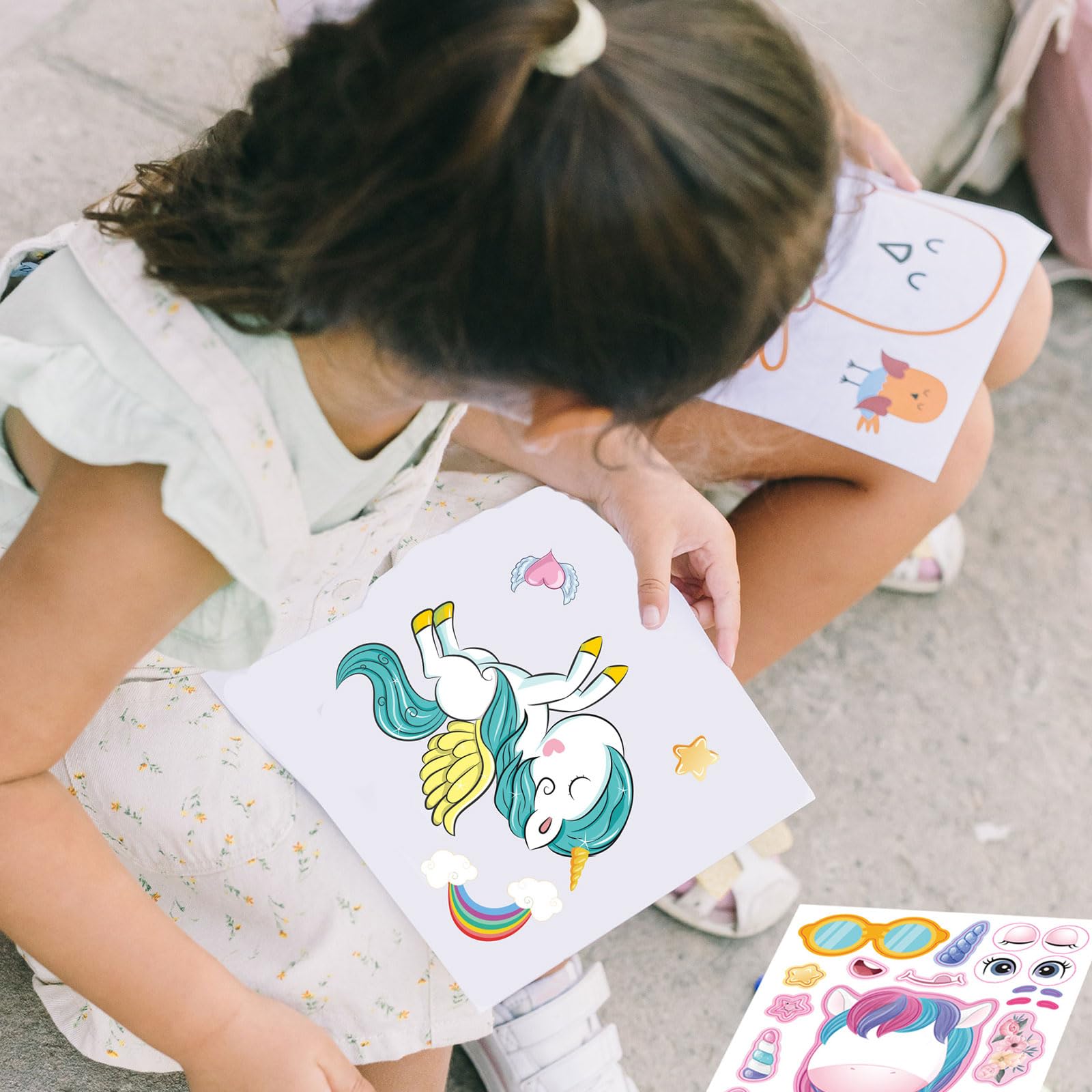 PATPAT DIY Unicorn Stickers Set for Kids with 12 Sheets & Reusable Puzzle Designs | Fun Craft Gift