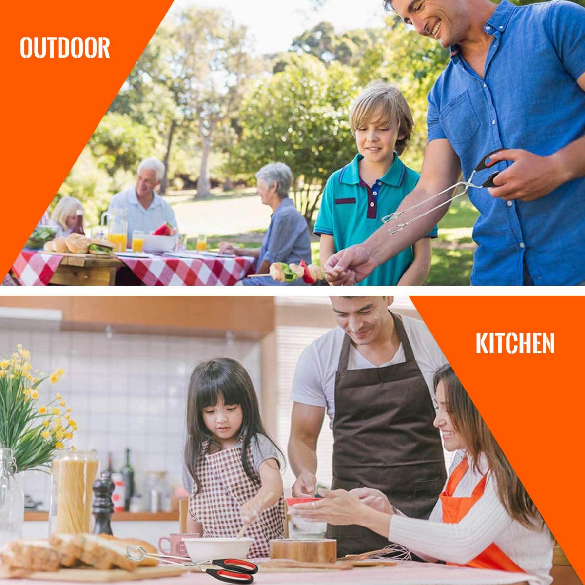 HASTHIP Kitchen Tongs for Grilling and Frying 12.9 in featuring Scissor Grip | 18/8 Stainless Steel