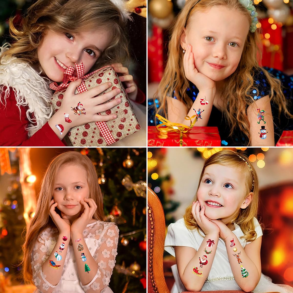 HASTHIP® 10 Sheet Christmas Tattoo Sticker Makeup Tattoo Sticker Cute Face Tattoo Sticker for Christmas Party Fun Christmas Face Sticker for Xmas Makeup, Theme Party